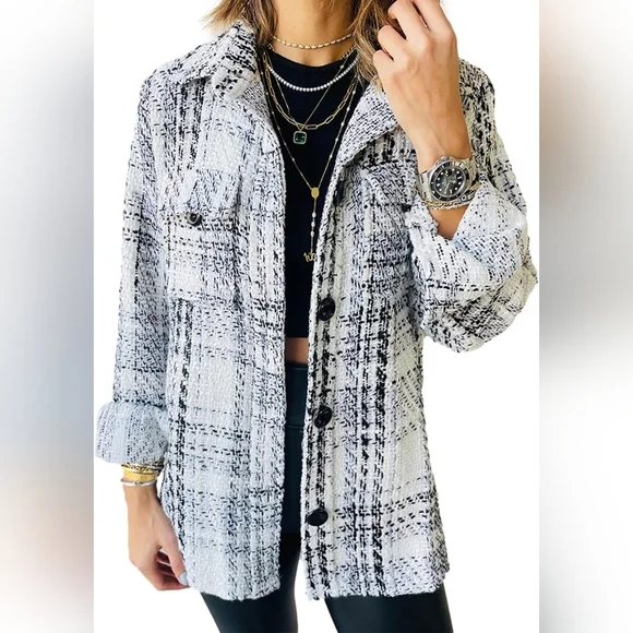 BB DAKOTA Plaid Button Down LONG SLEEVE WOMEN'S TOP Shirt Jacket Cardigan - Picture 11 of 12